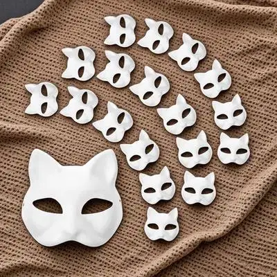 

30 Pcs Hand Painted Mask Cat for Kids Masks Diy Blank White Paper Masquerade Bulk Unpainted Decorating Child to Animal Face