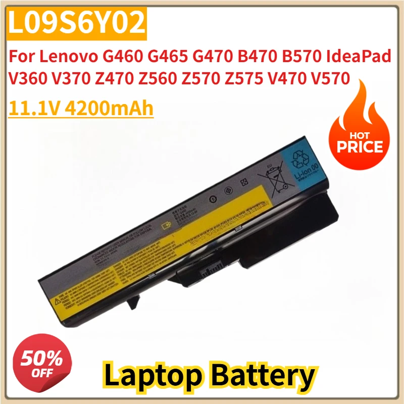 

New L09S6Y02 Laptop Battery 11.1V 4200mAh for Lenovo G460 G465 G470 B470 B570 IdeaPad V360 V370 Z470 Z560 Z570 Z575 V470 V570