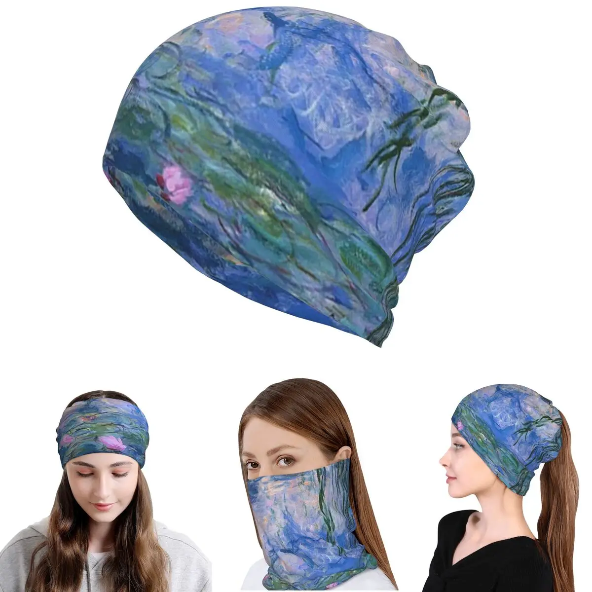 

Бандана-маска-шарф Claude Monet - Water Lilies, теплая маска для лица, шапка-бини, унисекс, для взрослых, дышащая.