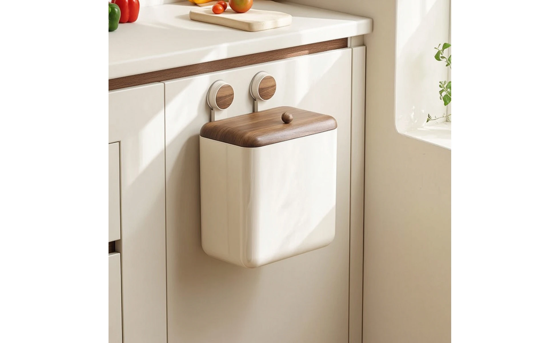 Wall-Mounted Trash Bin Space-Saving Kitchen Trash Bin with Lid Compact Modern for Apartment Wall-Mounted Trash Bin Space-Saving Kitchen Trash Bin with Lid Compact Modern for Apartment