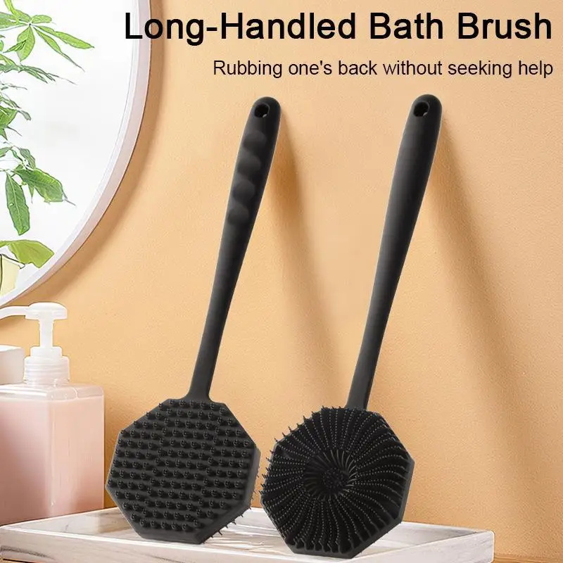 Silicone Back Shower Brush Soft Bristles 1/4PCS Non-slip Long Handle Body Scrubber for Men Women Home Bath Daily Use