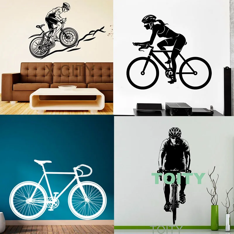 

Cyclists Athlete Sport Speed Bicycle Racers Mountain Bike Cool Decal Wall Vinyl Sticker Home Interior Bedroom Decor