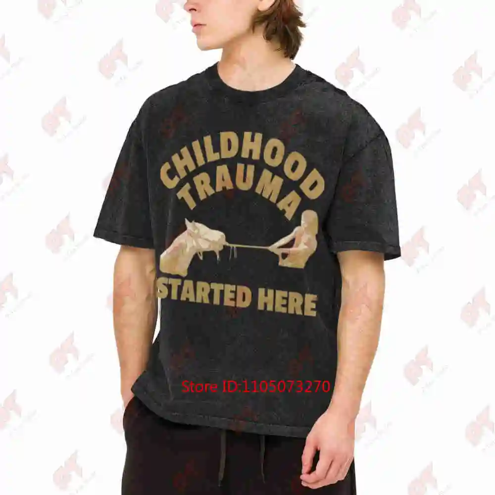 Childhood Trauma Started Here Neverending Story 80s 90s Vintage Washed Tee Pure Cotton T-Shirt