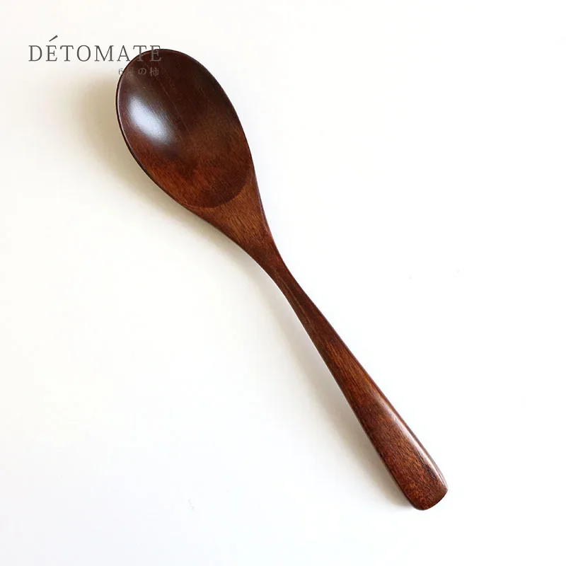 20*4CM Wooden Spoon Soup Spoon and Fork Eco Friendly Products Tableware Natural Ellipse Ladle Spoon Set Spoons for Cooking