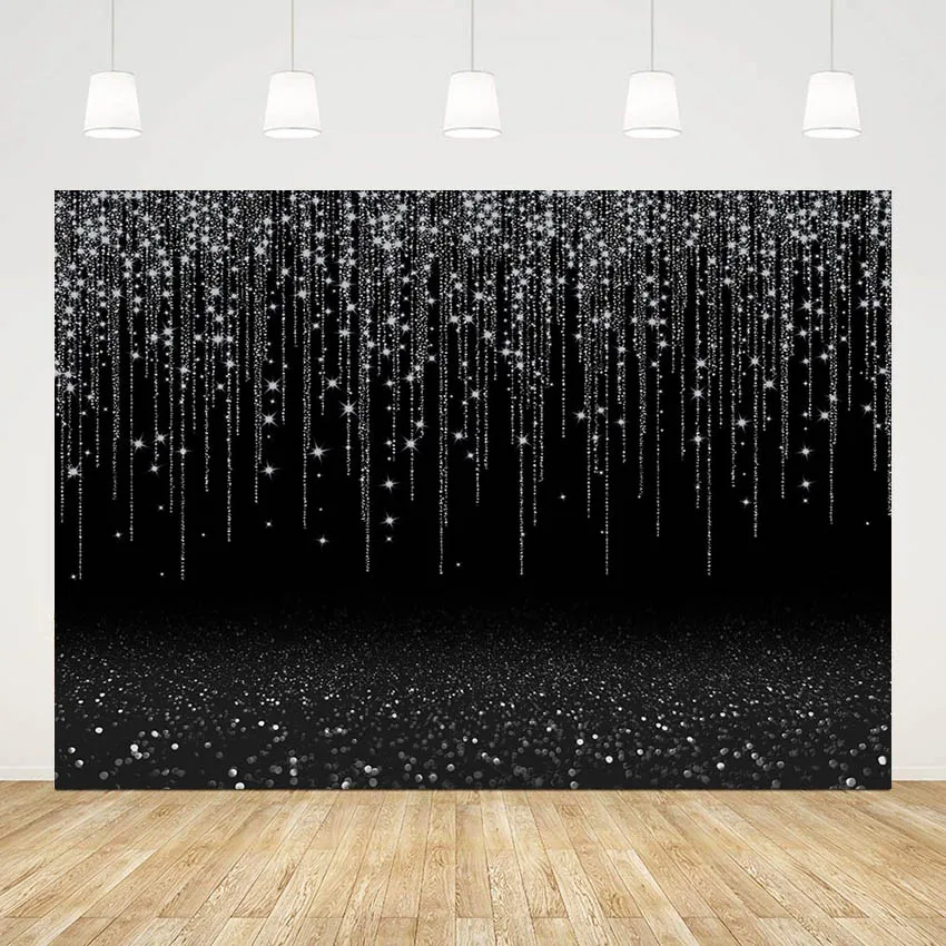 Mehofond Black Silver Glitter Photography Backdrops Polka Dot Wedding Prom Portrait Background For Photo Studio Graduation Prop