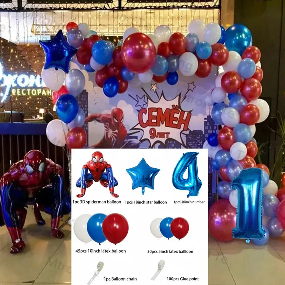 80 pezzi di numeri di palloncini Spiderman Set decorazione per feste di compleanno per bambini Spider Baby Shower regalo giocattolo gonfiabile per ragazzi