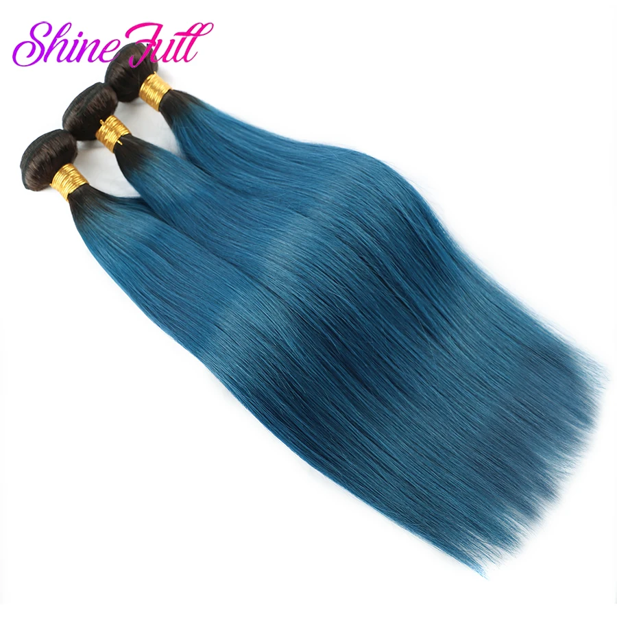 1/tessuto blu dei capelli umani 1/3/4 fasci di estensione dei capelli umani lisci 1/fasci di capelli lisci Remy brasiliani blu