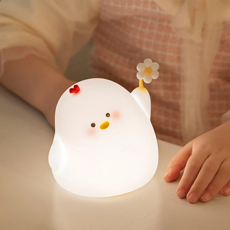 Pollo carino luce notturna, luce notturna per camera/comodino, lampada morbida in Silicone con Timer da 30 minuti e spegnimento automatico, regalo perfetto