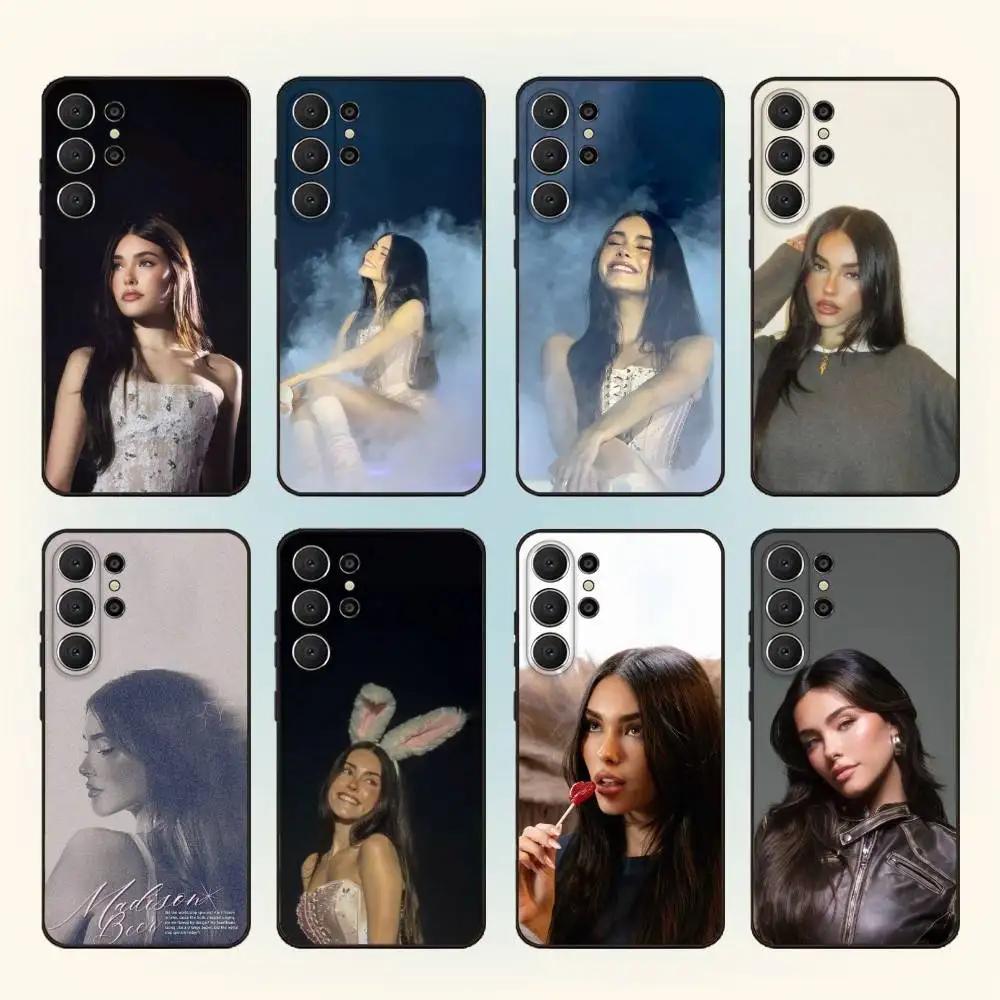 locket M-Madison Beer Phone Case For Samsung S26,S25,24,23,22,30,21,10,9,Ultra,Plus,Lite,FE Soft Black Case