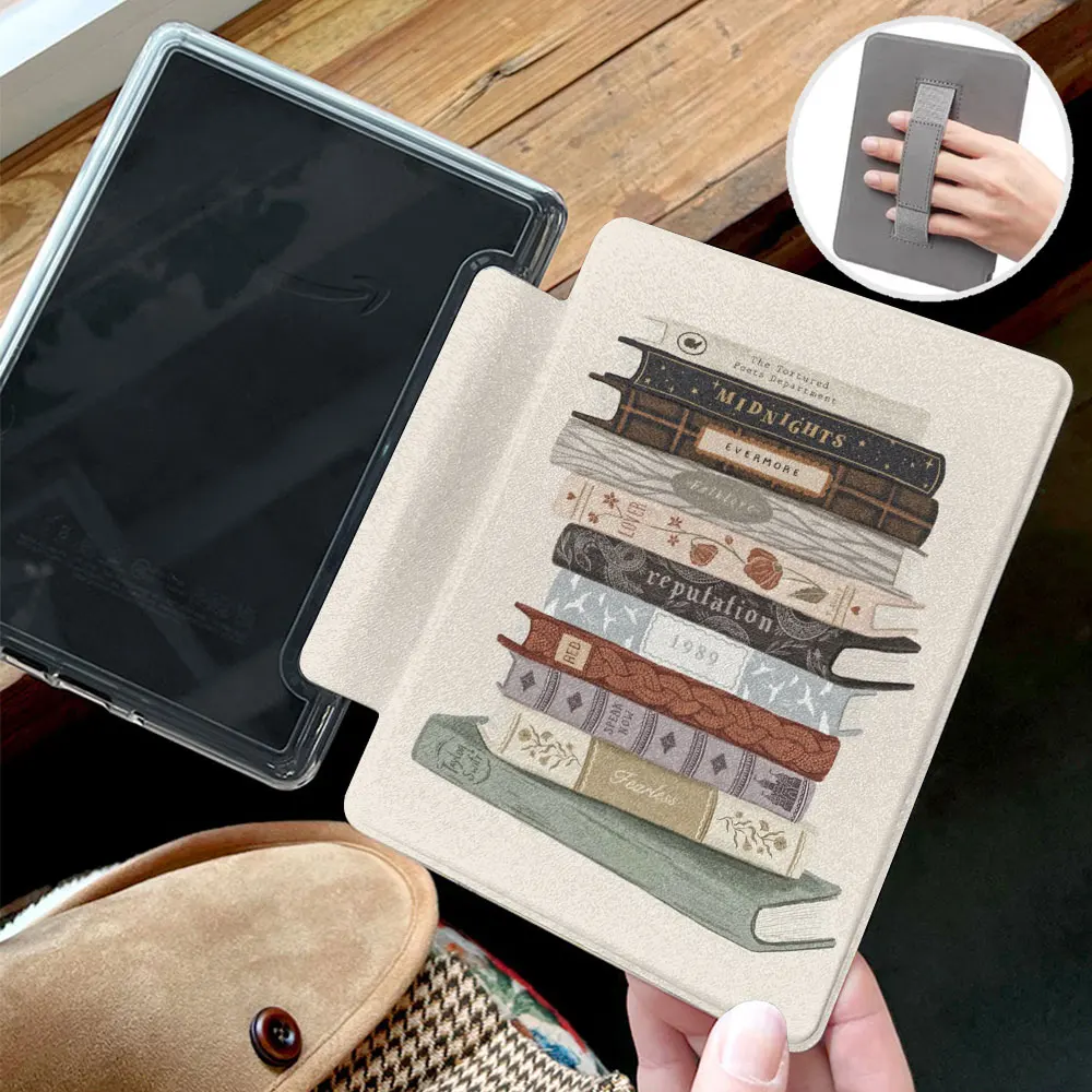 kindle case Acrylic back shell with hand strap,kindle paperwhite  2024 2022 basic