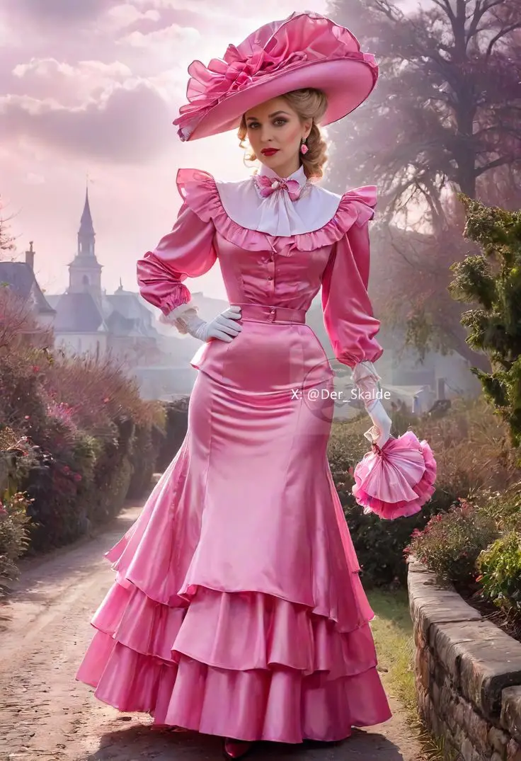Vintage viktorianisches Abschlussball-Abendkleid mit langen Ärmeln, Rüschen, gestuft, langes Kleid für besondere Anlässe für Frauen, individuell gestaltet