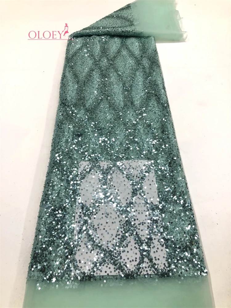 

OLOEY 2026 Африканское кружевное тюлевое полотно высокого качества, французская сетка с вышивкой пайетками для женских вечерних и свадебных платьев
