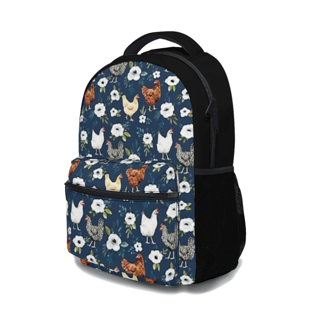 Watercolor Chicken Floral Country Chic Chickens Versatile Bag Large Capacity Waterproof Backpack Washable Computer Bag Unisex