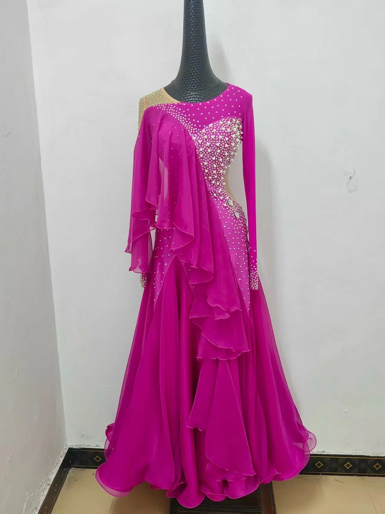 Standard Waltz Dance Dress Elegant Shiny Diamond Tango Ballroom Competition Dancing Costume Women Ballroom Dance Dresses