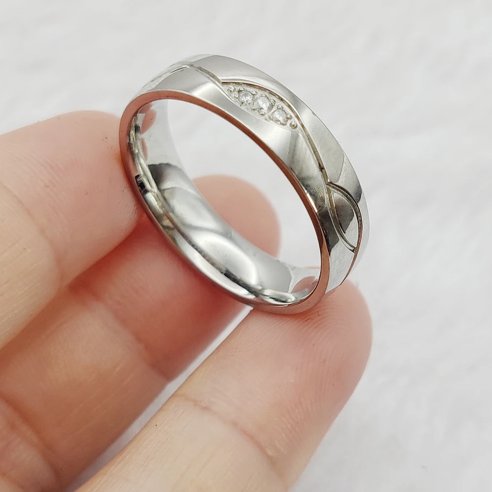 Women Fashion Trend Silver Titanium Jewellery Rings Vintage Wedding Ring Promise Engagement Stainless Steel Ring Female