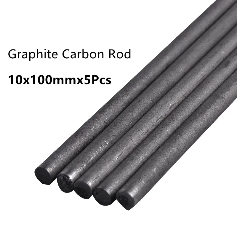 5pcs Black Carbon Rod Graphite Electrode Cylinder Rods Bars 10x100mm For Industry Tools High Temperature Carbon Graphite