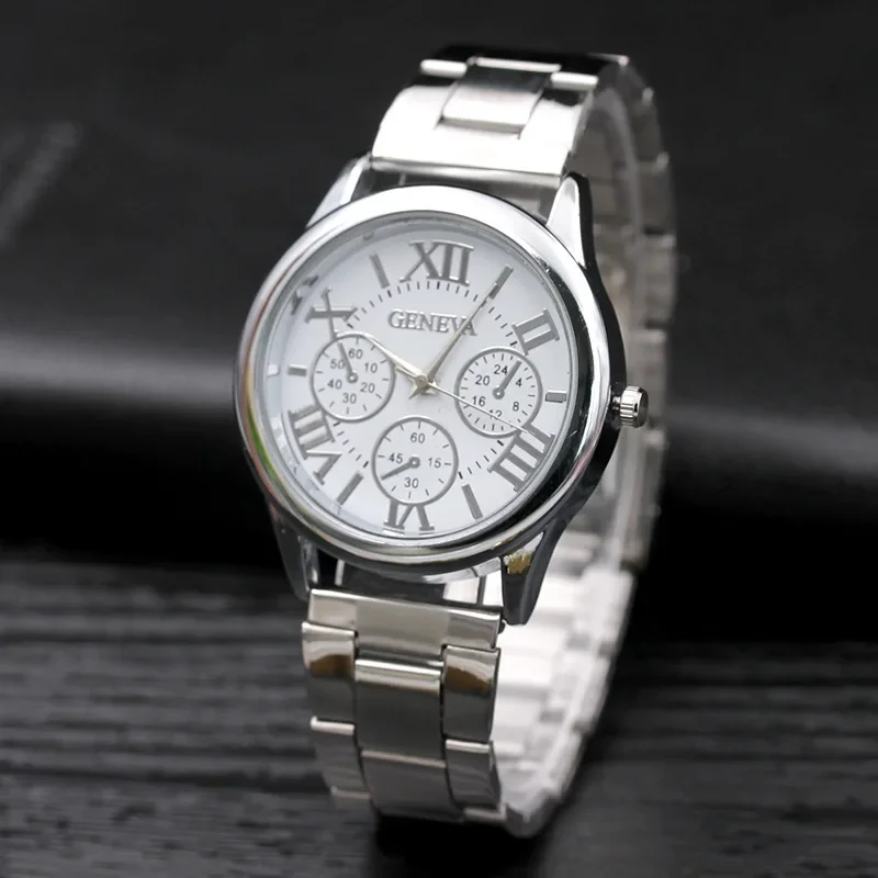 Reloj de cuarzo informal a la moda para hombre, reloj de pulsera de cuarzo de acero inoxidable con 3 ojos dorados y ligeros de alta gama para hombre