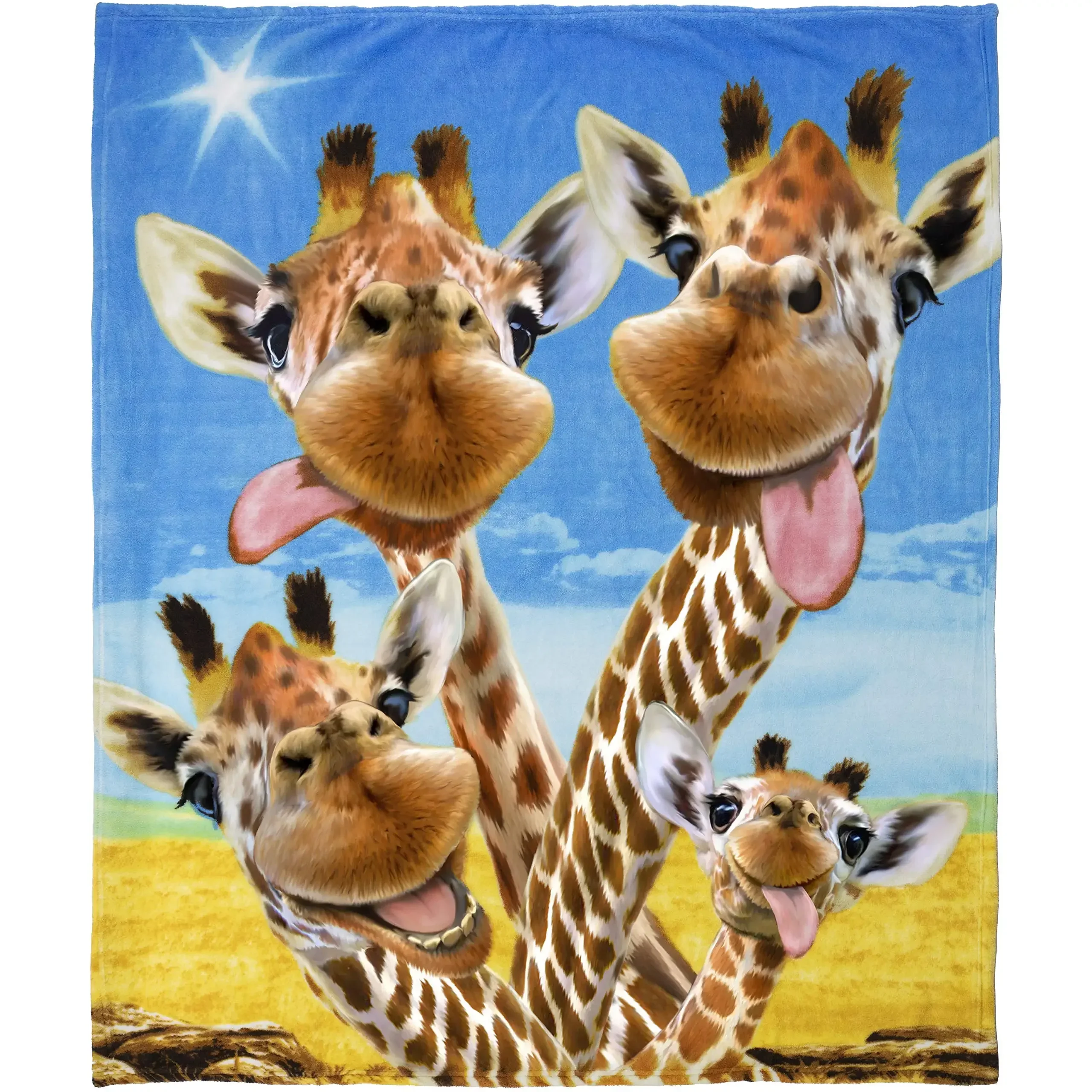 Funny Giraffe Selfie Super Soft Plush Flannel Fann Blanket Animals Throw Blanket for Home Decor Gifts Christmas Birthday Gifts