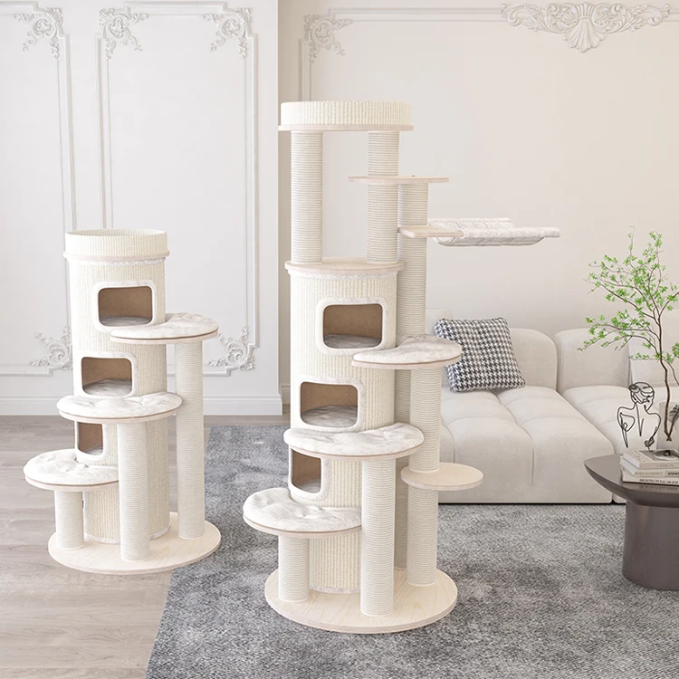 

Cat Climbing Frame Cat Nest Cat Tree Integrated Large Wooden Cat Frame Solid Wood Multi-layer Cat Villa Sisal Barrel Cat Castle