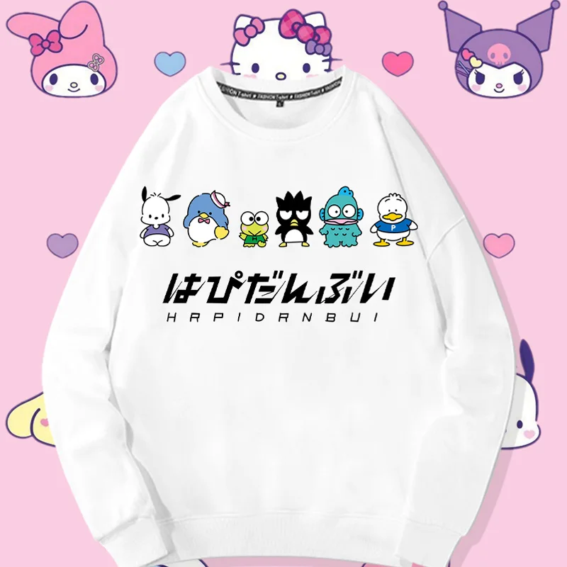 

Cartoon anime Sanrio joint hoodie women's round neck spring and autumn Kuromi Melody coat girls autumn clothing