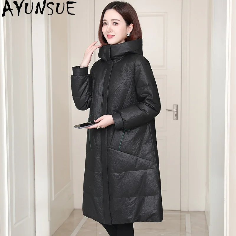 

AYUNSUE Top Layer Sheepskin Genuine Leather Jacket Women Winter Clothes Mid-length Trench Coats Woman Fashion Дубленка Женская