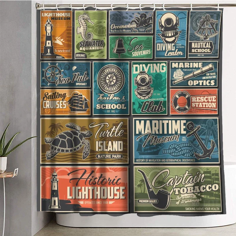 Smaritime History Museum And Rescue Station Sailing Cruises Marine Vintage Poster Shower Curtain By Ho Me Lili Bathroom Decor