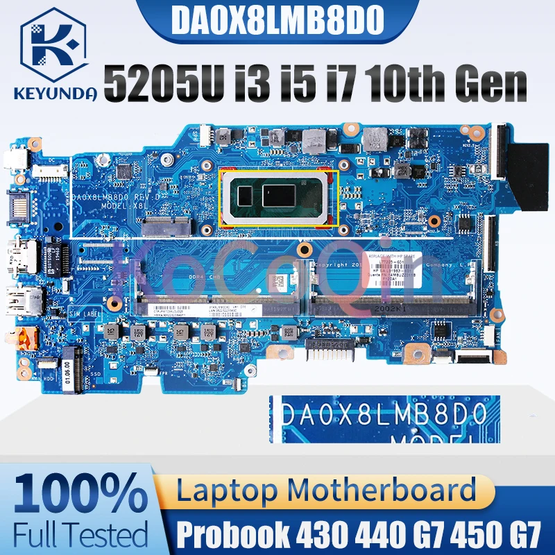 DA0X8LMB8D0 For HP Probook 430 440 G7 450 G7 Notebook Mainboard 5205U i3-10110U i5-10210U i7-10510U Laptop Motherboard Tested