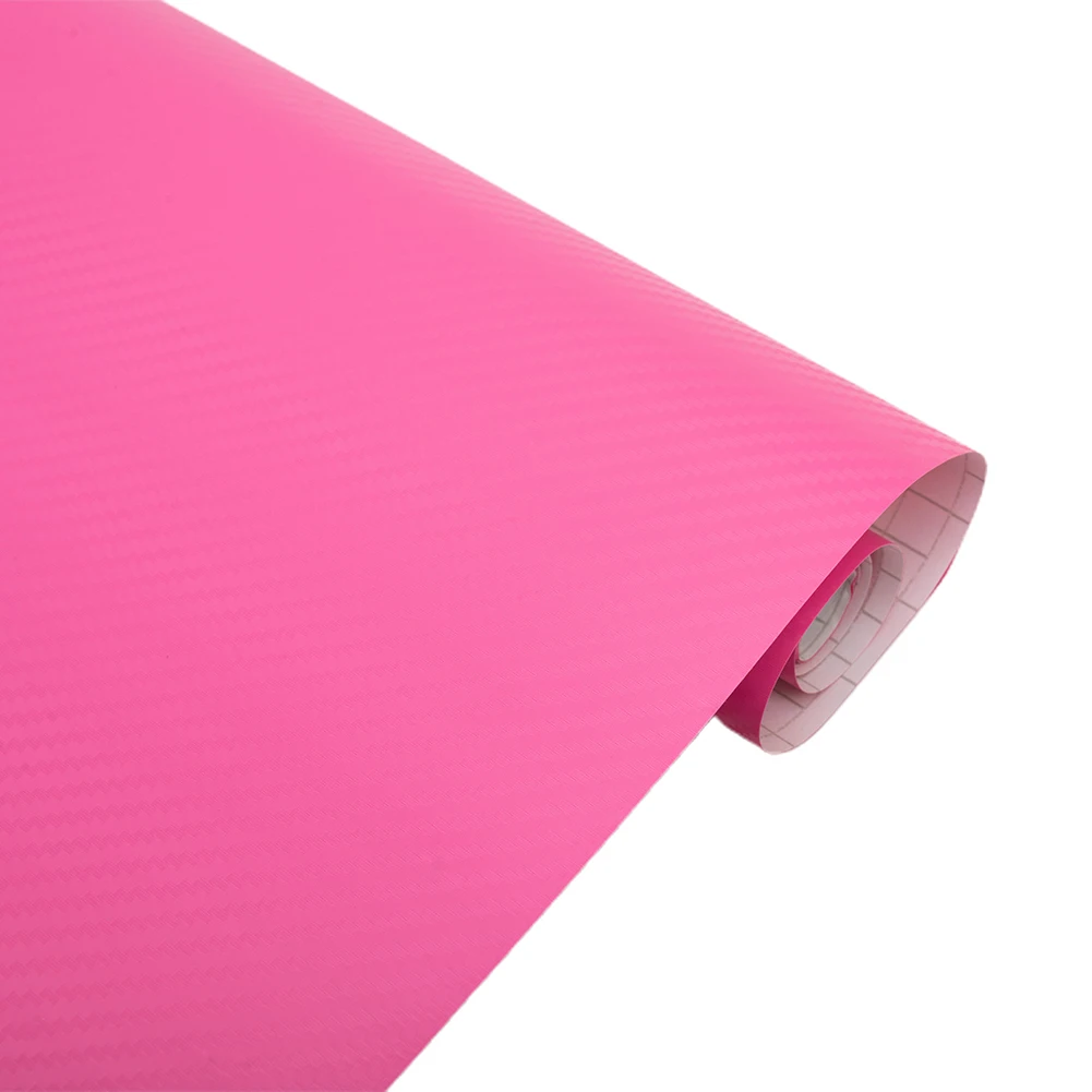 3D Car Pink Carbon Fiber Vinyl Wrap Film Waterproof Car Stickers Console Computer Laptop Skin Auto Motorcycle Accessories