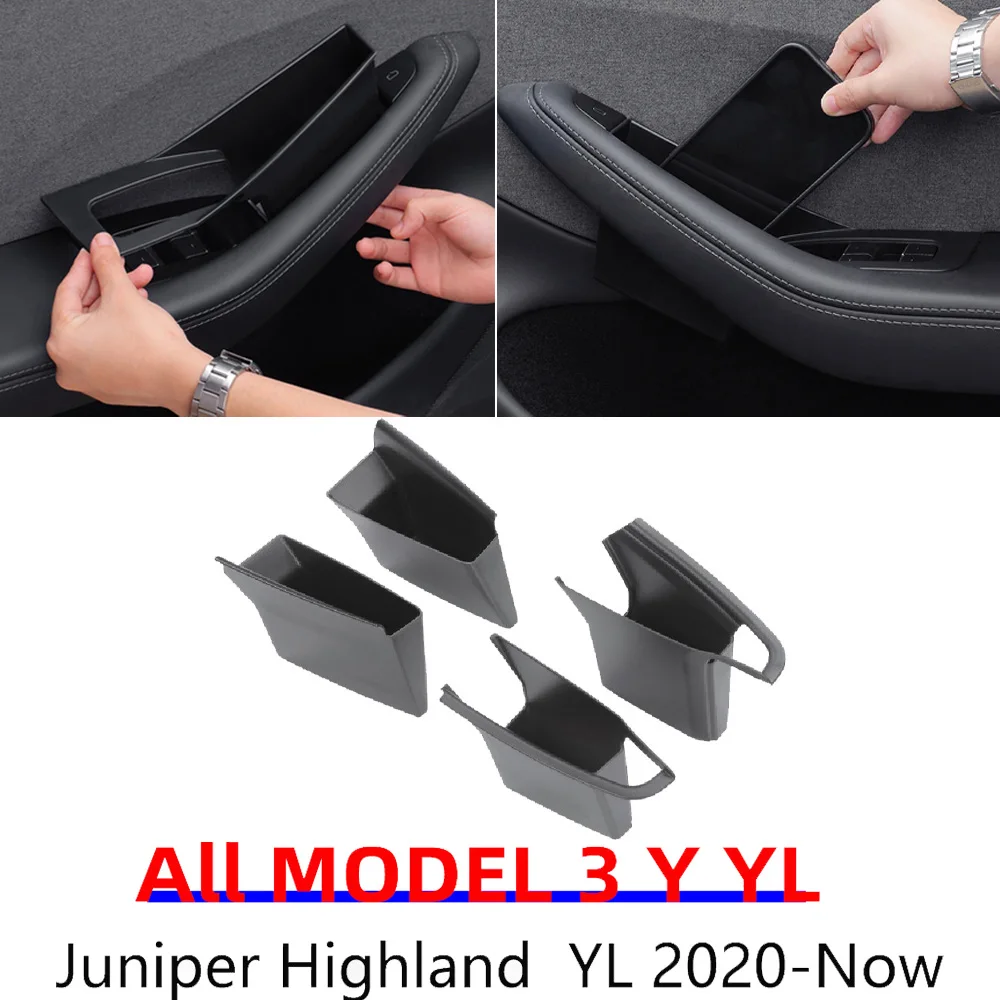 Türgriff-Aufbewahrungsbox für Tesla Model Y Juniper Model 3 Highland YL 2025-2020 2026  , Innenzubehör, Innengriff-Organizer, Telefonhalter