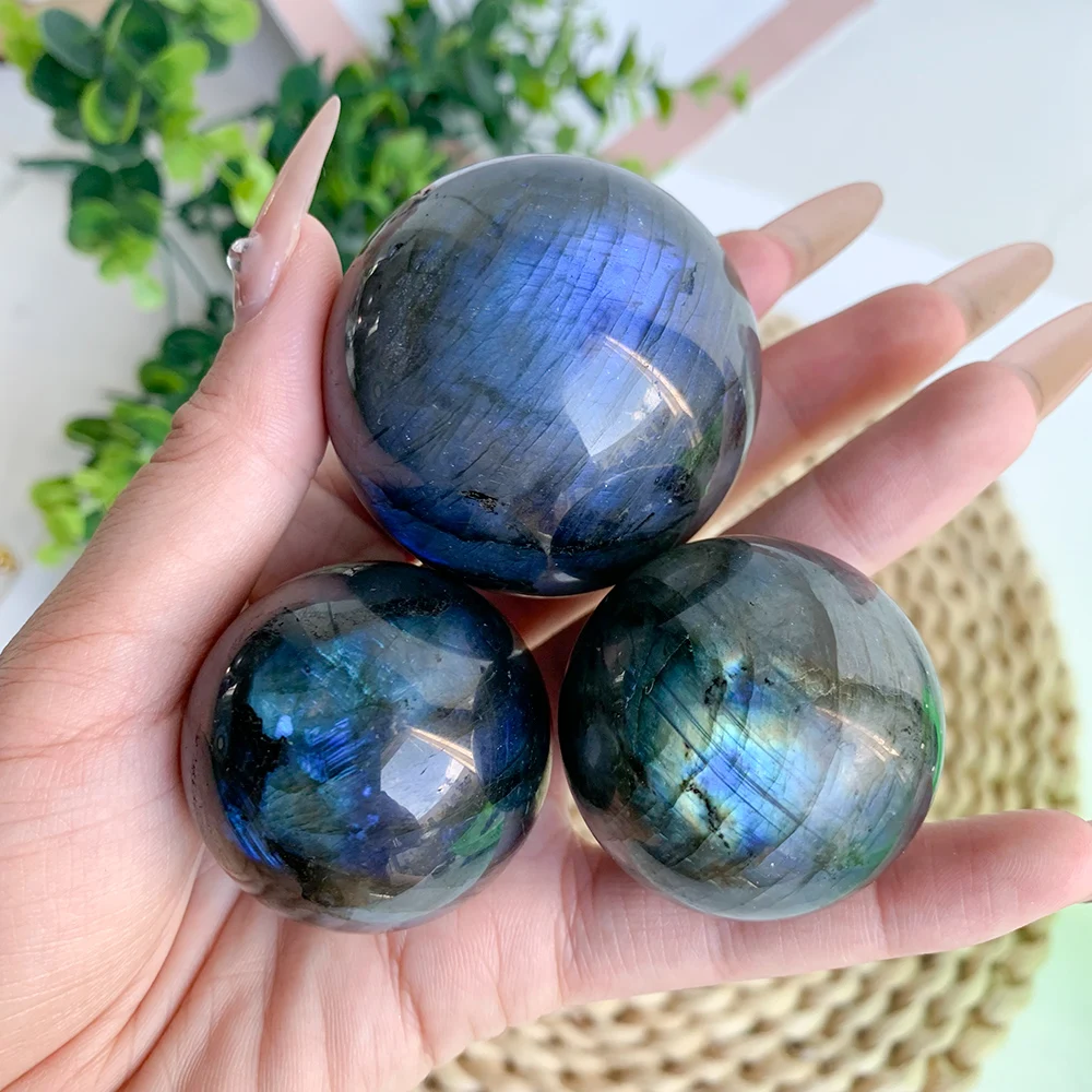 1pc Natural Labradorite Crystal Sphere, Moonstone Polished Feng Shui Ball, Home & Office Decor, Indoor Stone Art, Ideal for Hall