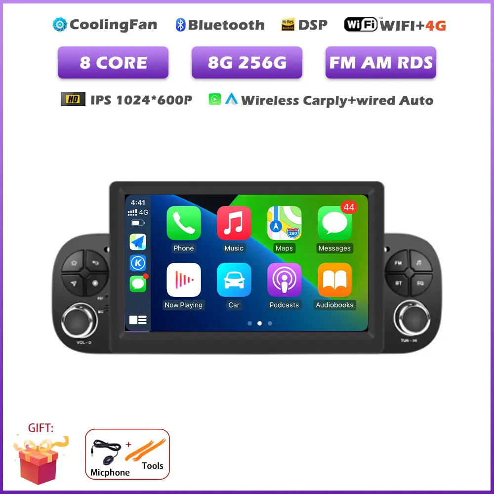 Android 16 Auto Voor Fiat Panda 2013-2020 Draadloze Carplay Autoradio Gps-navigatie Multimedia Video Player Audio Head Unit gereedschap
