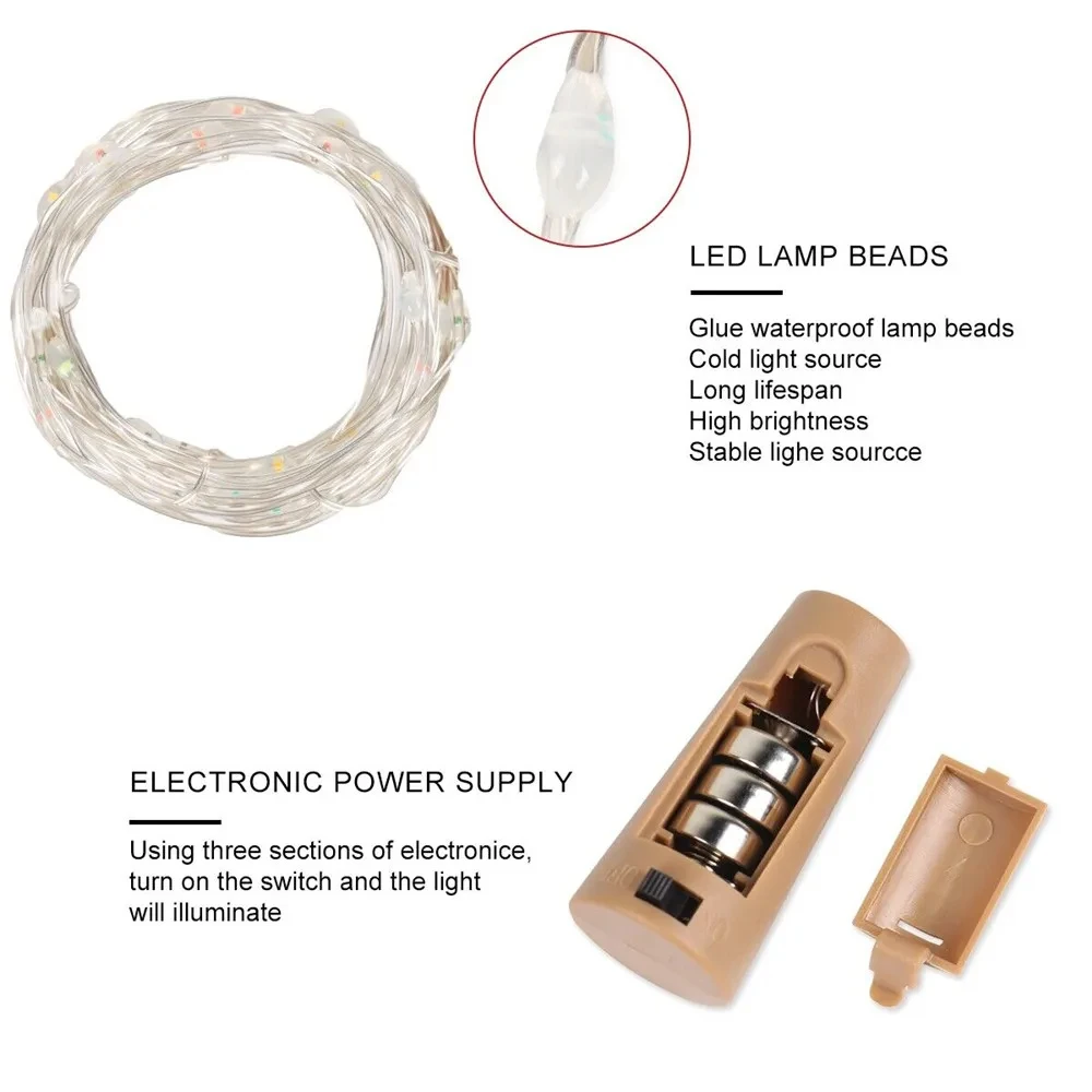 2 Meter 20 Led 1 Meter 10 Led Bottle Fairy String Lights Cork Christmas Wedding Party