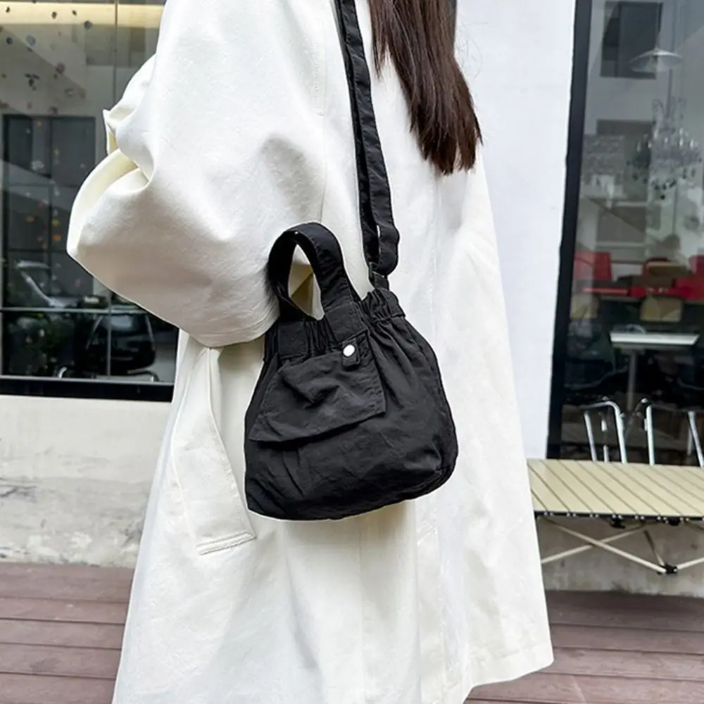 

Fashion Ruched Design Casual Handbags Lightweight Large Capacity Shoulder Bag Candy Color Adjustable Strap Crossbody Bag Outings