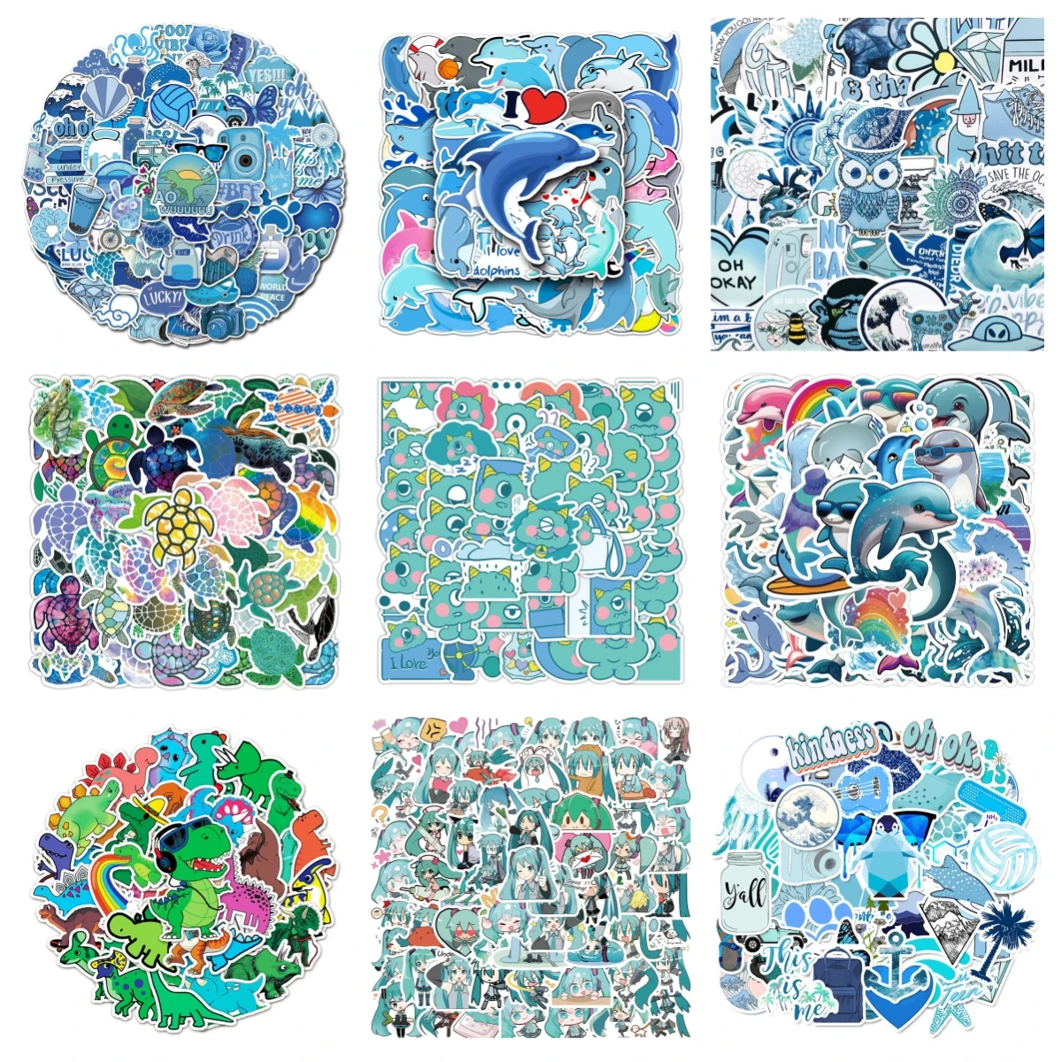 10/30/50PCS Fashion Cartoon Sea Life Cute Dolphin Cool Graffiti Helmet Skateboard DIY Waterproof Personality Toy Reward Sticker