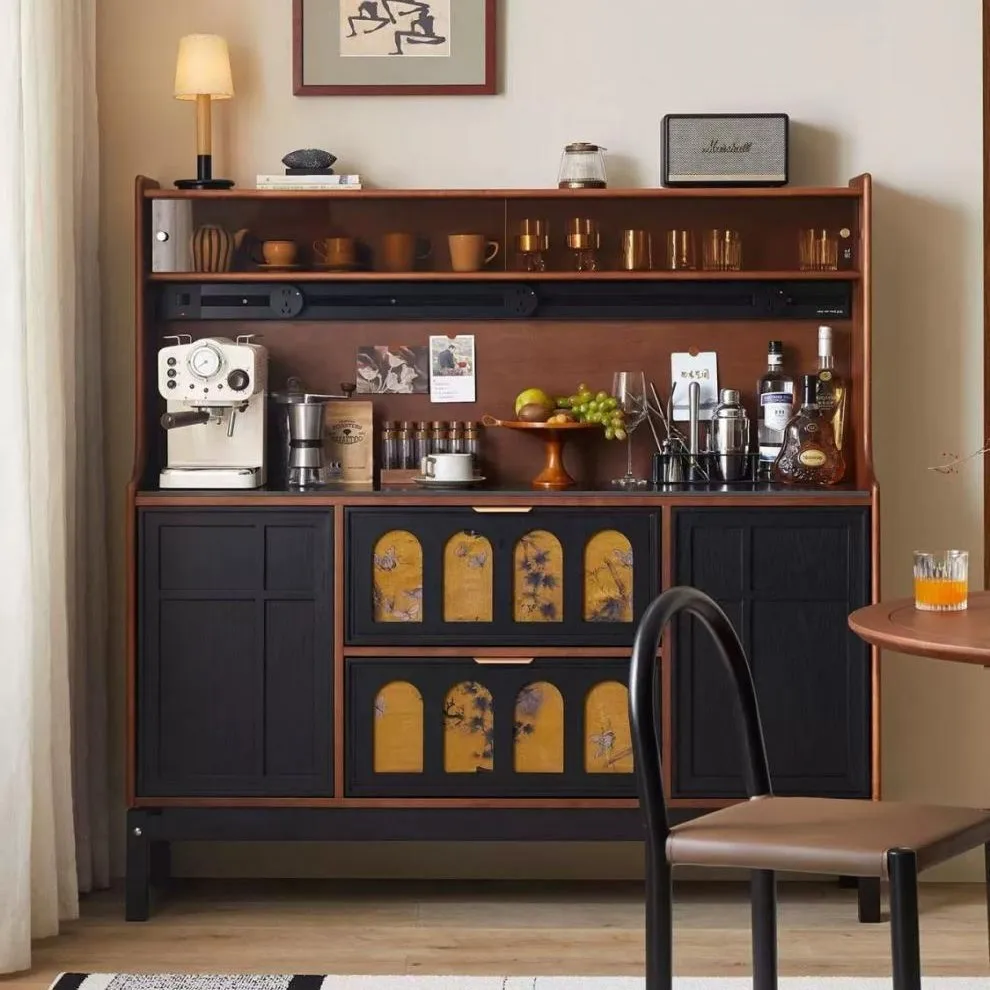 dining side cabinet, living room wall locker, multi-functional coffee machine integrated retro dining