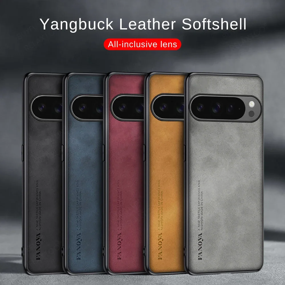 Luxury Sheepskin Leather Case for Google Pixel 9 Pro XL 8 8A 7 7A 6 6A Pro 4G 5G Soft Camera Protect Bumper Silicone Phone Cover