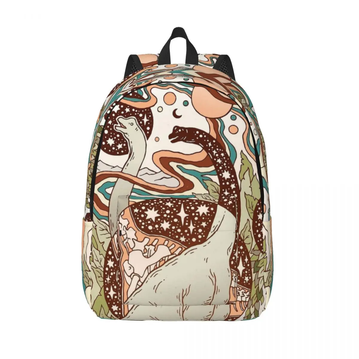 Jurassic Retro Rainbow Dinosaur Cool Backpack Outdoor Student Work Science Fiction Art Daypack for Men Women Laptop Canvas Bags