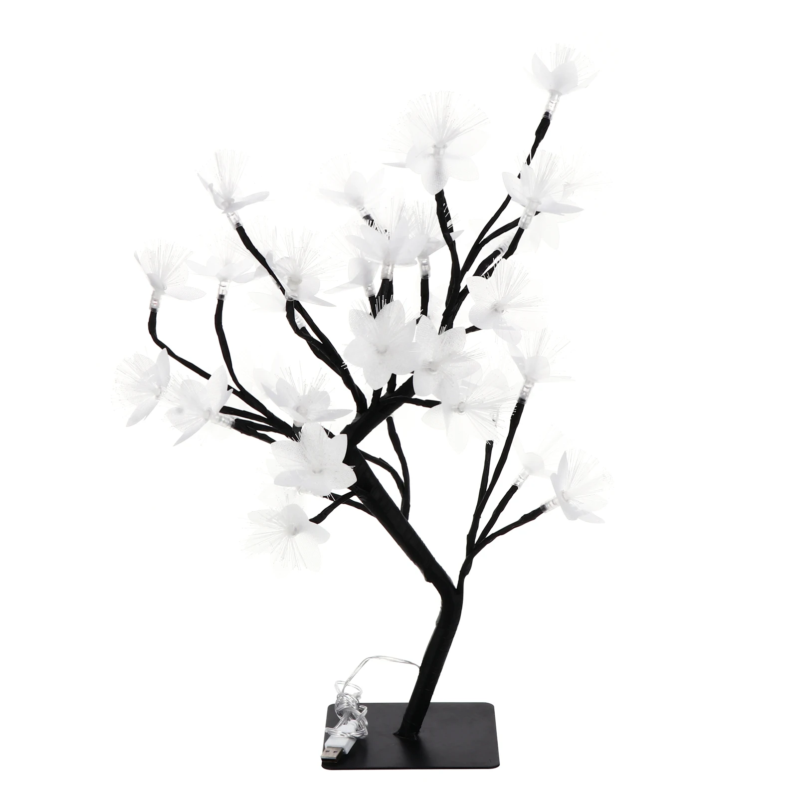 1pc Fiber Optic Flower Tree Light Usb Powered Color Changing Led Desktop Lamp For Bedroom Office Wedding Christmas Decor