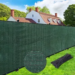 Dark Green Fence Privacy Screen Windscreen Cover Fabric Shade Tarp Netting Mesh Cloth for for Outdoor Fence Backyard, Patio