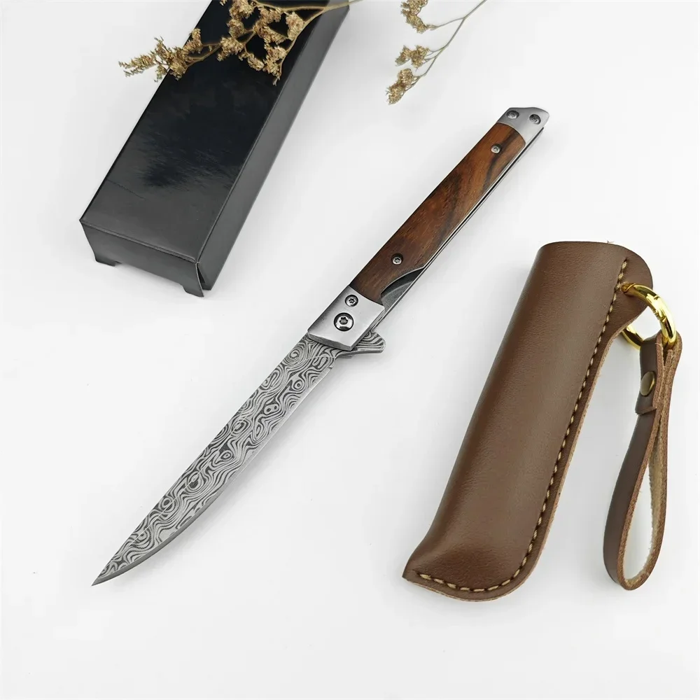 Mini Damascus-patroon opvouwbaar zakmes Buitenmes Zakmes Slank mes Comfortabele grip Scherp mes Gadgets