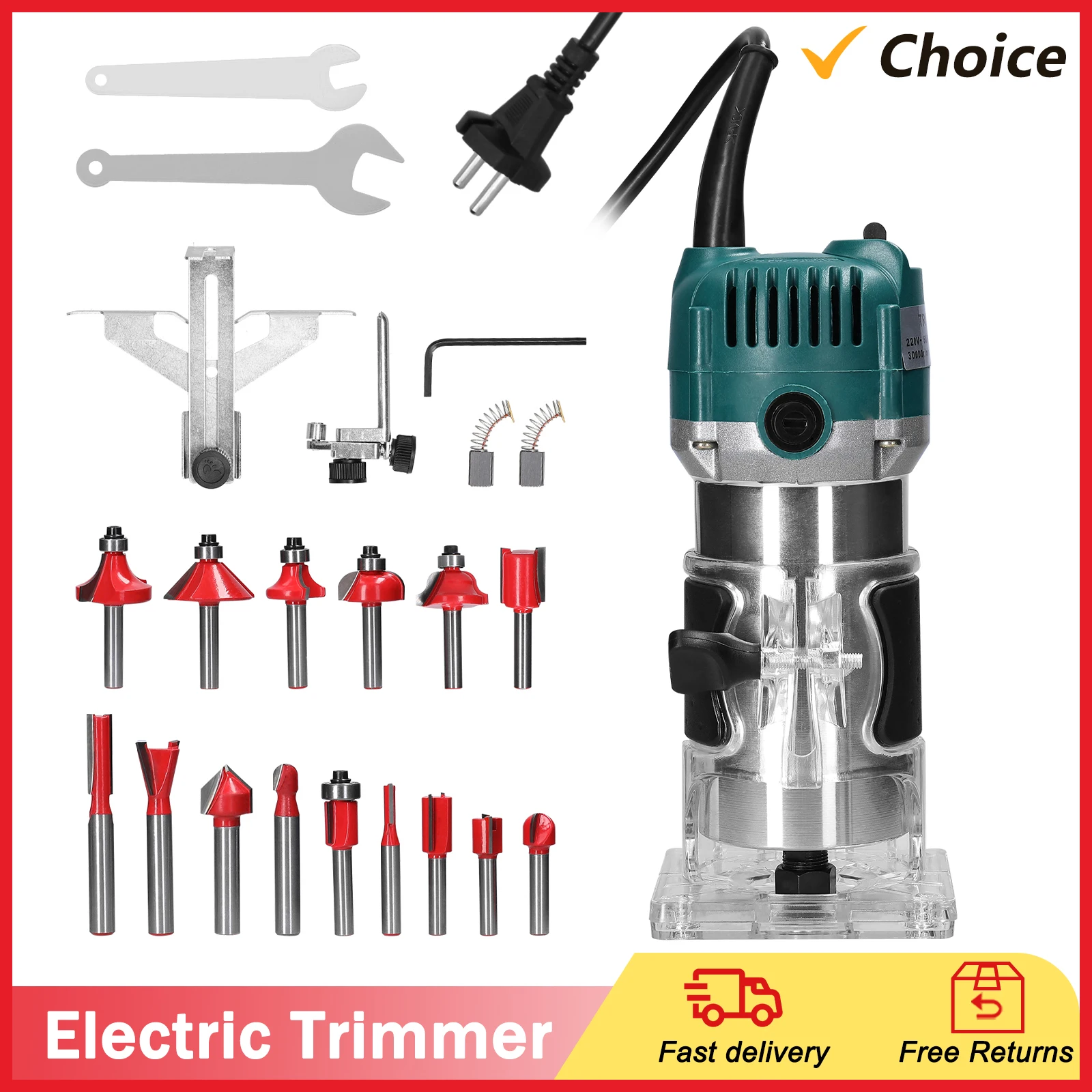 Woodworking Electric Trimmer Multifunctional Trimming Machine Wood Router Milling Engraving Slotting Machine Carving Router Tool