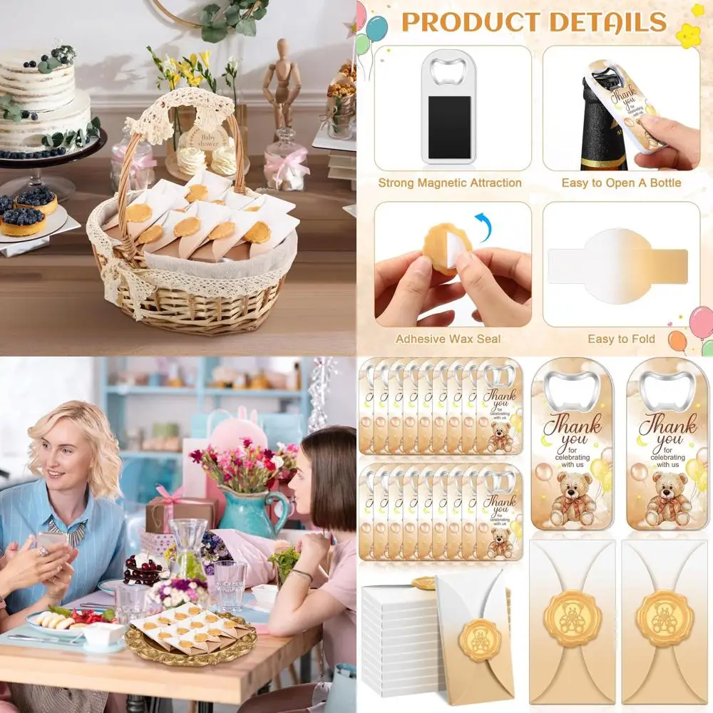 

Baby Shower Favors: 50pcs Mini Bottle Openers with Wax Sticker, Handheld for Guests, Wedding Return Gifts