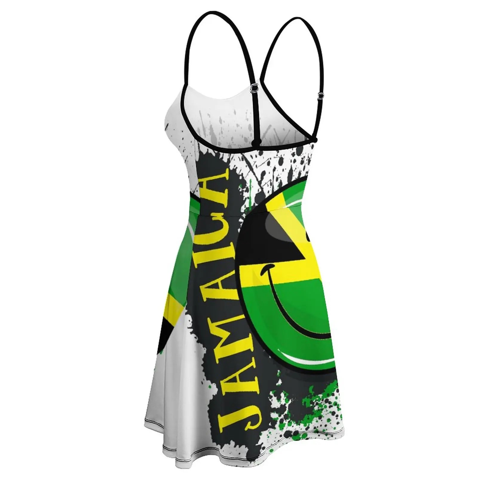 Sexy Woman's Clothing Suspender Dress A Splash of Jamaica Smiling Jamaican Flag Women's Sling Dress Creative Cocktails Humor Gra