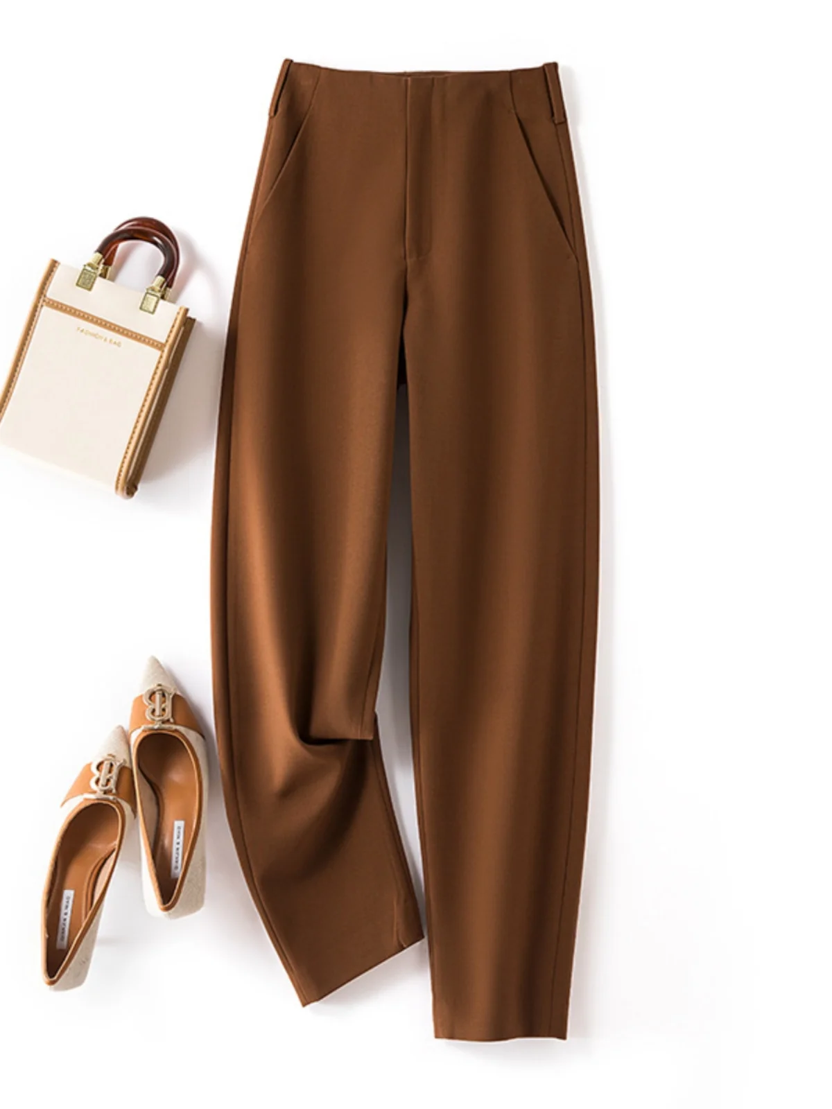 

Faionable High-End Scythe Pants Women's Loose Casual Banana Pants Spring Summer New Sle Asymmetrical High Waist Polyester