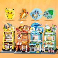 Pokemon Pikachu-Claw Crane Game Shop Building Blocks Charizard  Squirtle Bulbasaur Model Educational Toys For Kids Holiday Gifts
