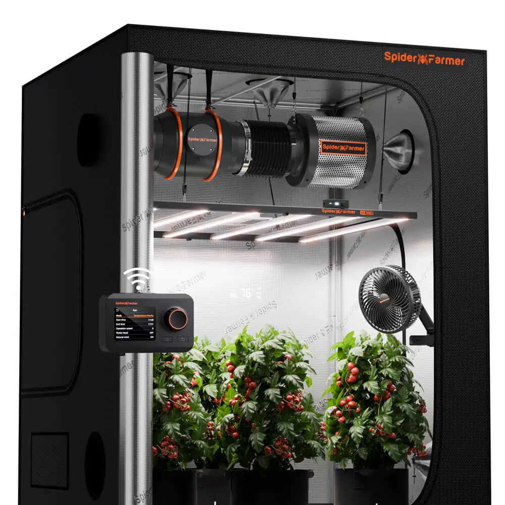 

Комплект для выращивания растений Spider Farmer 730W SE7000: светодиодный светильник 5x5x6.5 футов, 6 вентиляторов, контроллер GGS, палатка для выращивания.