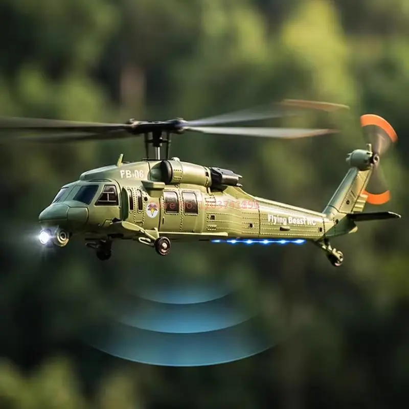 New Fb-06 Black Hawk Remote Control Simulation Helicopter Optical Flow Positioning Four Channel Remote Control Mode Remote Contr