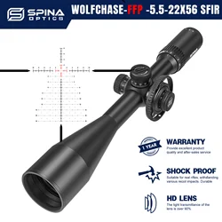 SPINA OPTICS WolfChase HD 5.5-22X56 FFP IR Tactical Riflescope 1/10 Mil Min Focus 10yds Hunting Rifle Scope Fit PCP/Carbine/AR