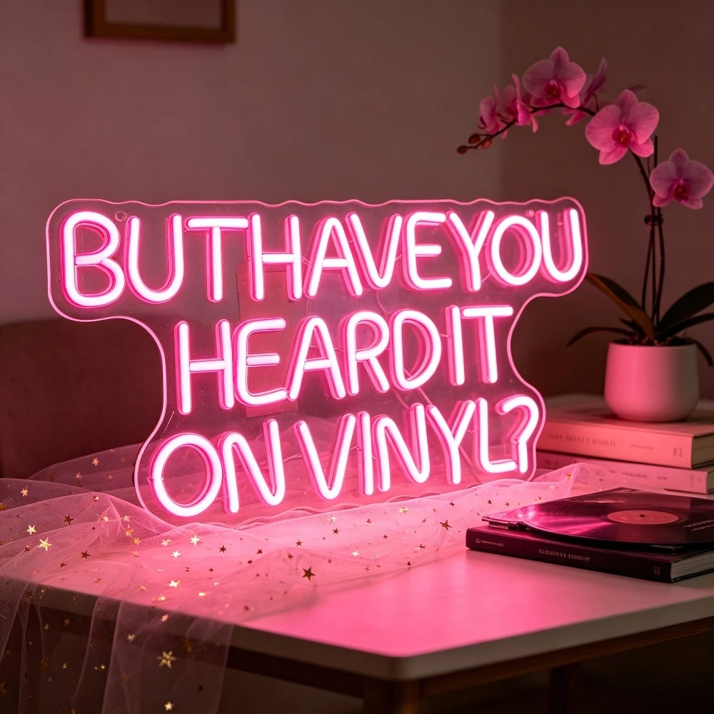 But Have You Heard It On Vinyl Neon Sign LED Light for Music Room USB Rechargeable  Wall Art Sign Vinyl Record Player Decor