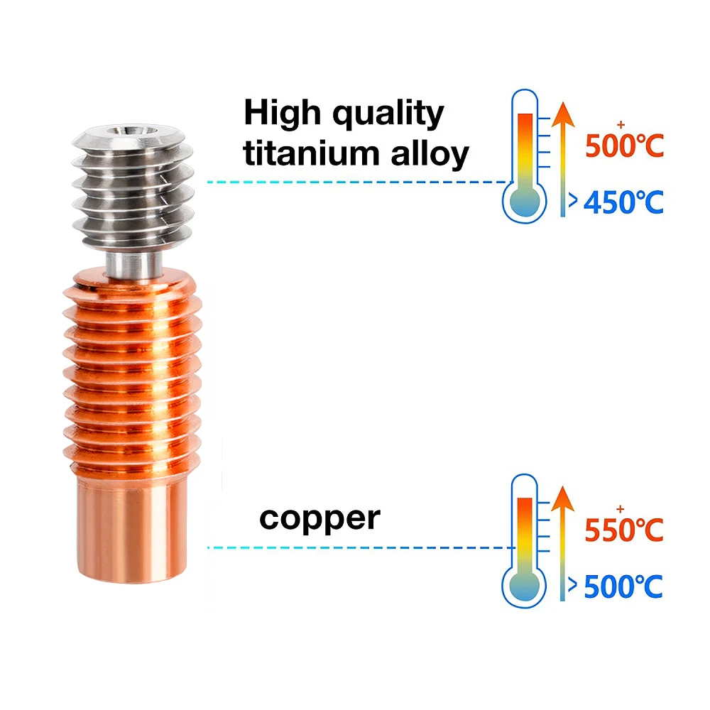 

Bimetal Heat Break E3D V6 Titanium Alloy Throat for 1.75mm PLA For E3D PT100 Volcano Prusa I3 MK3/MK3S 3D Printer Parts